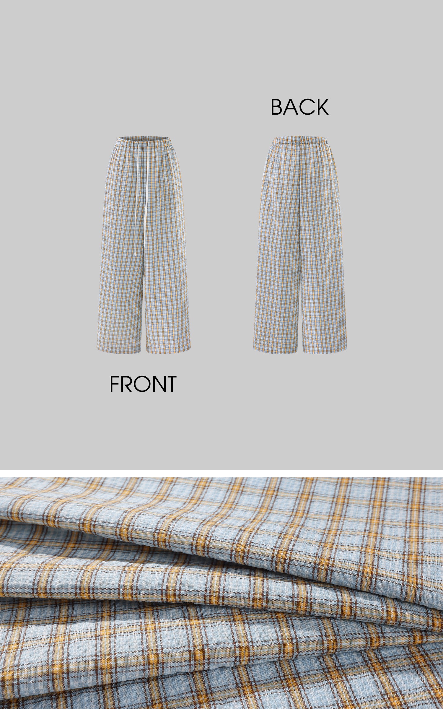 0122stepll Plaid Wide-Leg Drawstring Pants