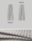 0122stepll Plaid Wide-Leg Drawstring Pants