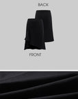 ROVENTE 비대칭 드레이프 미니 스커트 로우 라이즈 플루이드 러플 헴 바이어스 컷 스커트