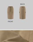 ROVENTE Coffee Brown Button-Front Cargo Midi Skirt