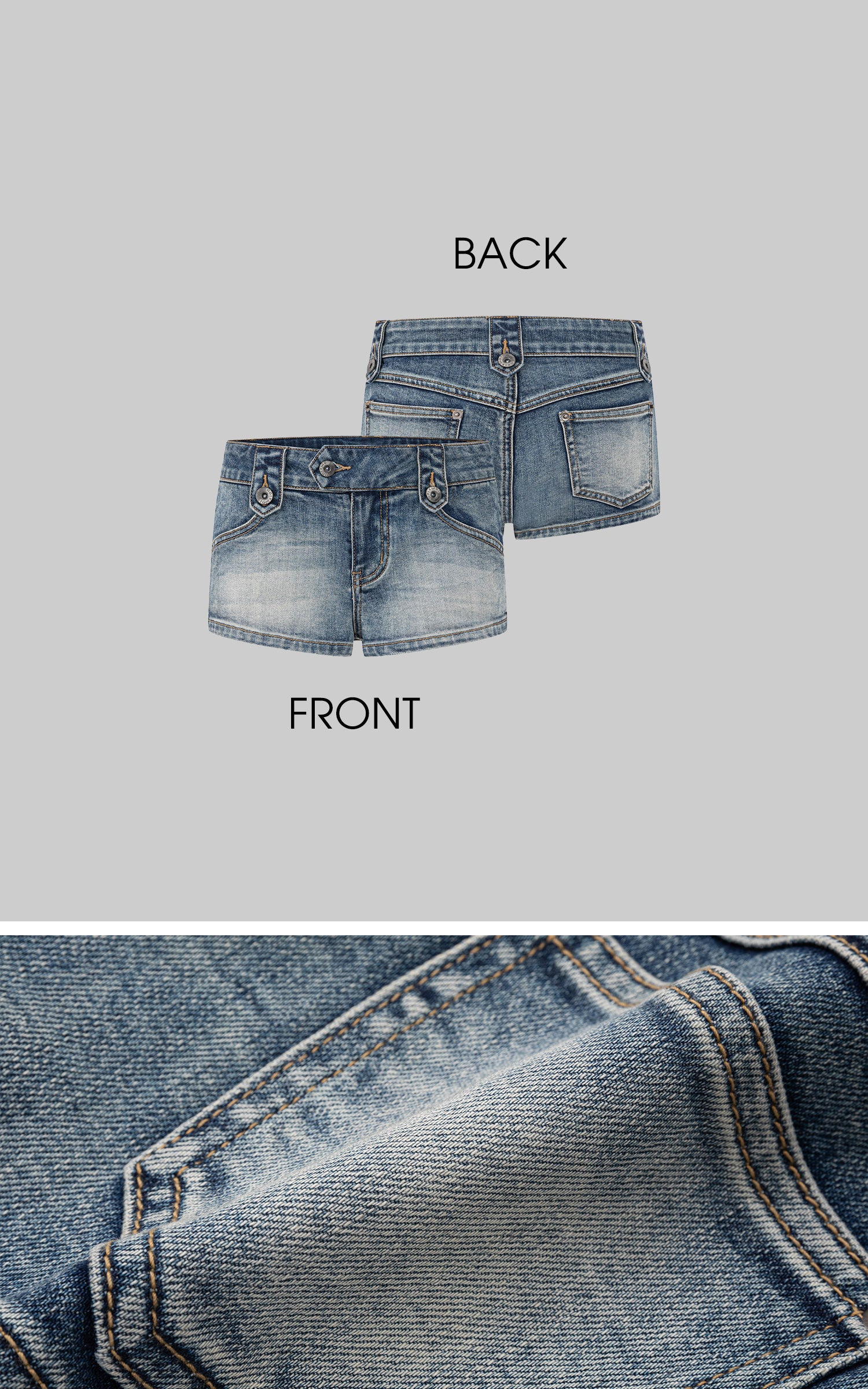 IAMXIAA Low Rise Vintage Wash Micro Denim Shorts