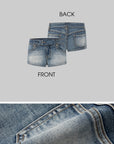 IAMXIAA Low Rise Vintage Wash Micro Denim Shorts