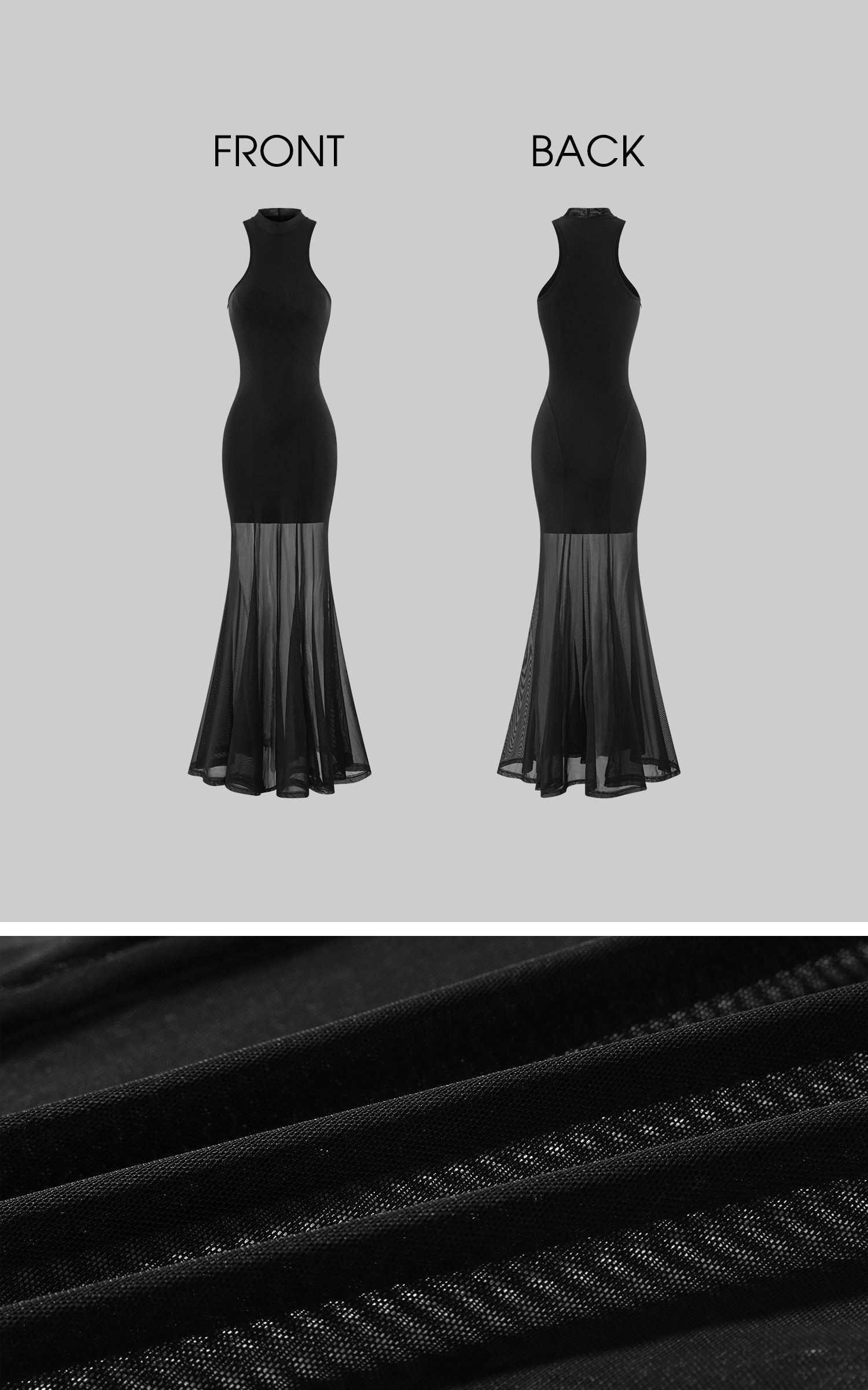 Rase Le Sol Sheer Mermaid Halter Dress