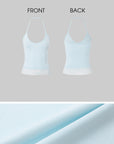 IAMXIAA Rhinestone Logo Lace Trim Halter Cami Tank Top