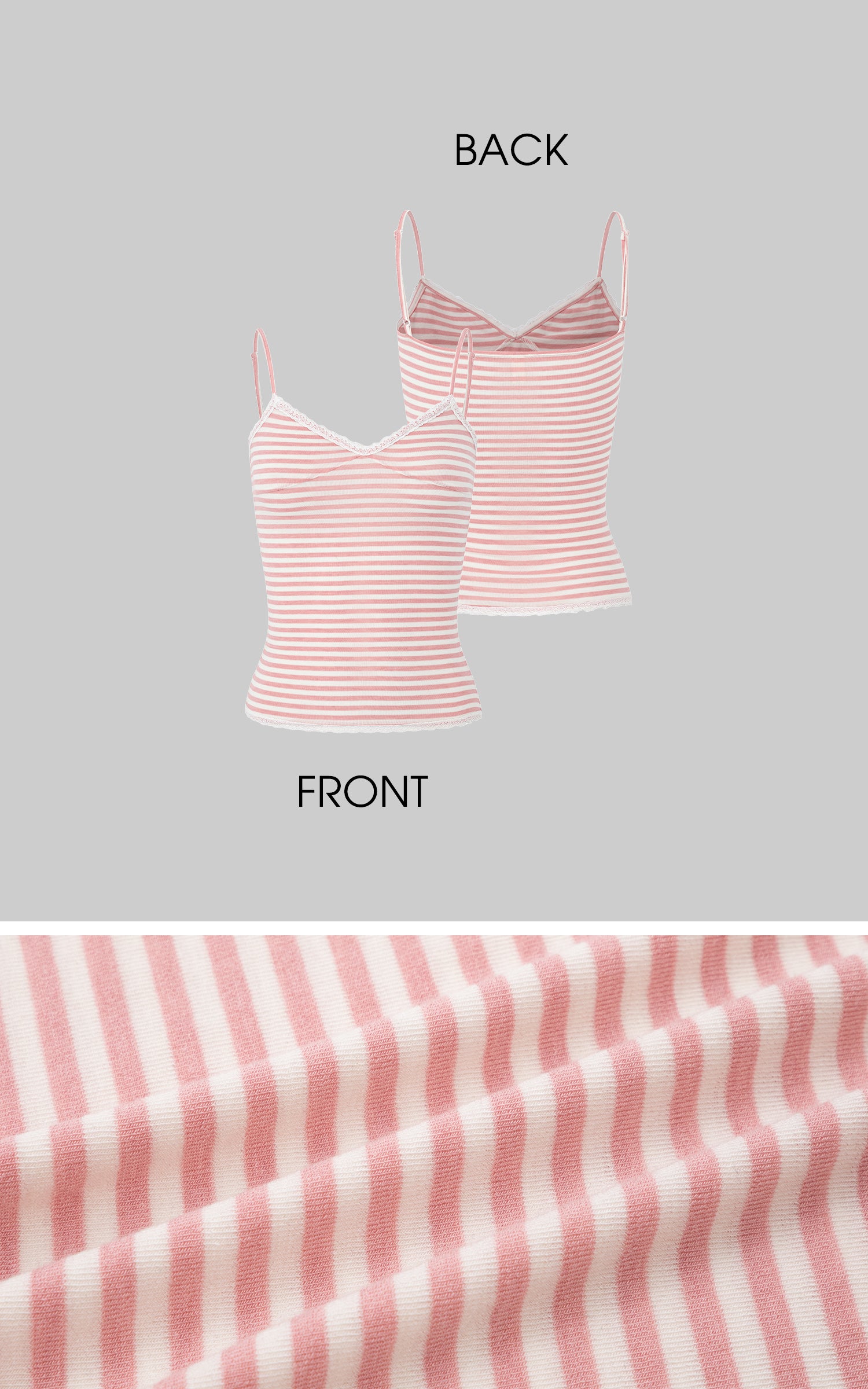 IAMXIAA Striped Cami and Cardigan Set with Lace Trim