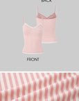 IAMXIAA Striped Cami and Cardigan Set with Lace Trim