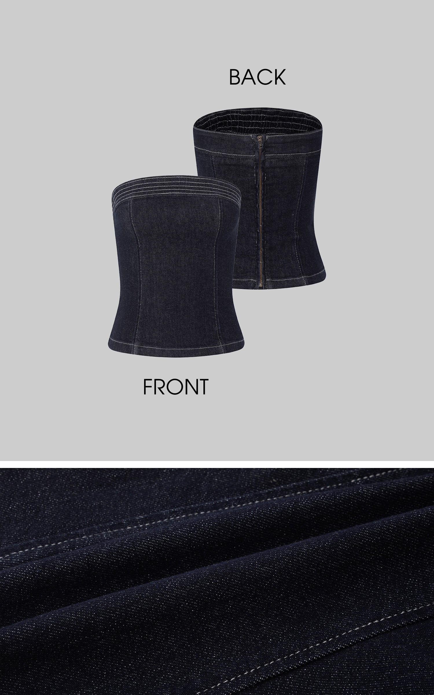 IAMXIAA Strapless Denim Top and Flared Pants Two-Piece Set
