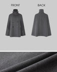 IAMXIAA Sculpted High-Neck Double-Breasted Cape Coat with Open Arm Slits