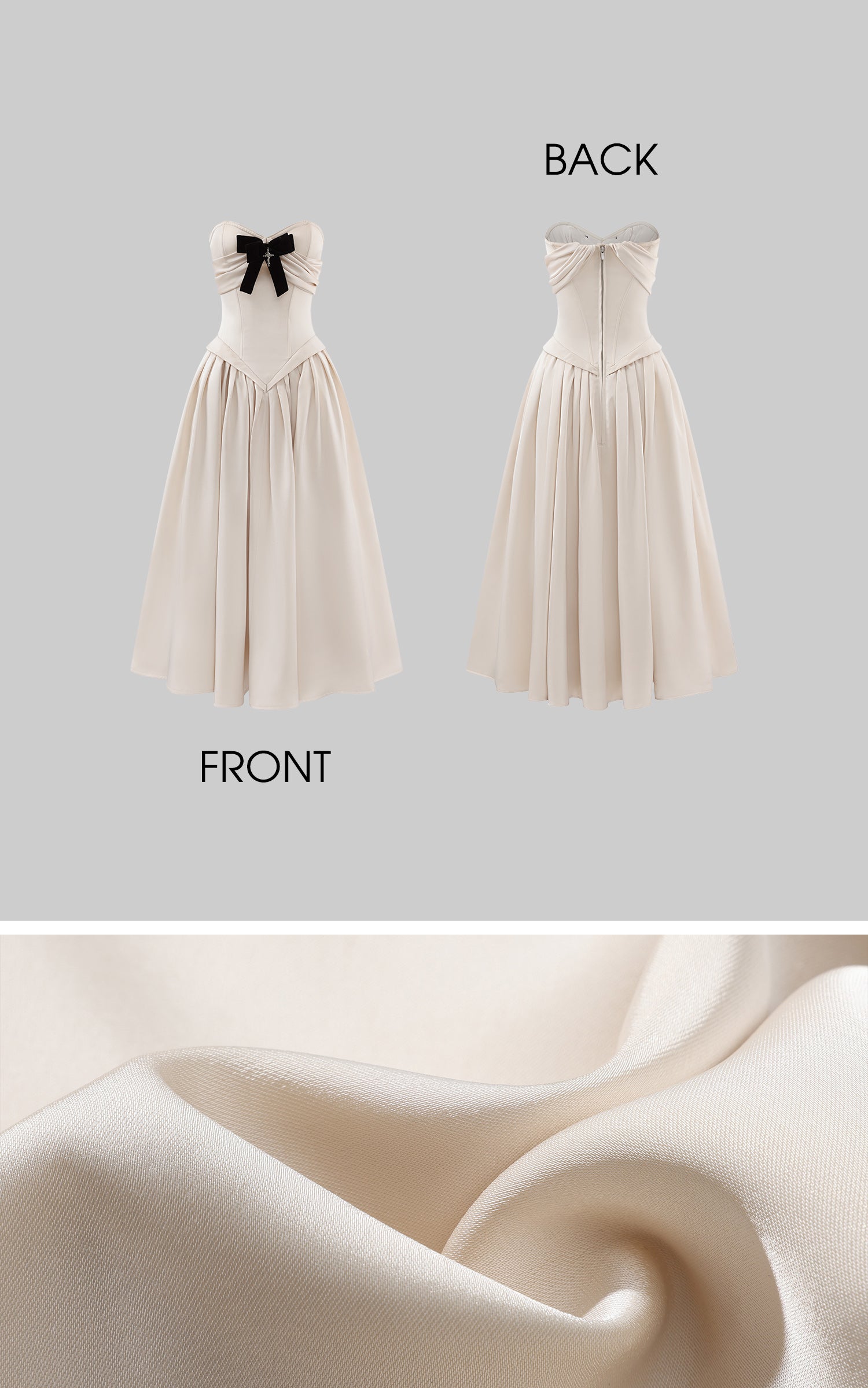 Rase Le Sol Strapless Dress Set With Gloves And Faux Fur Bolero