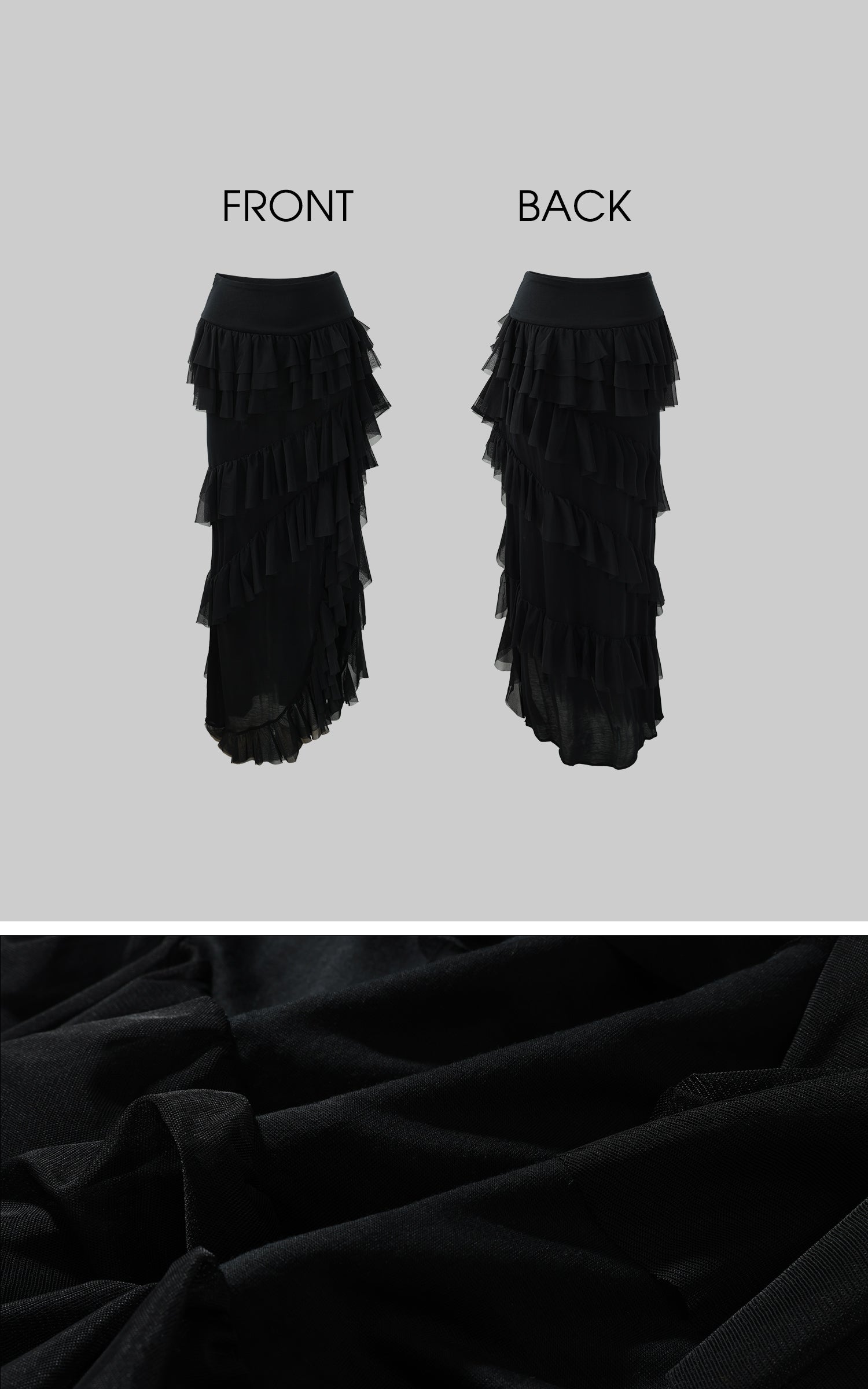 Rase le sol Layered Ruffle Long Skirt - PINKPARKS