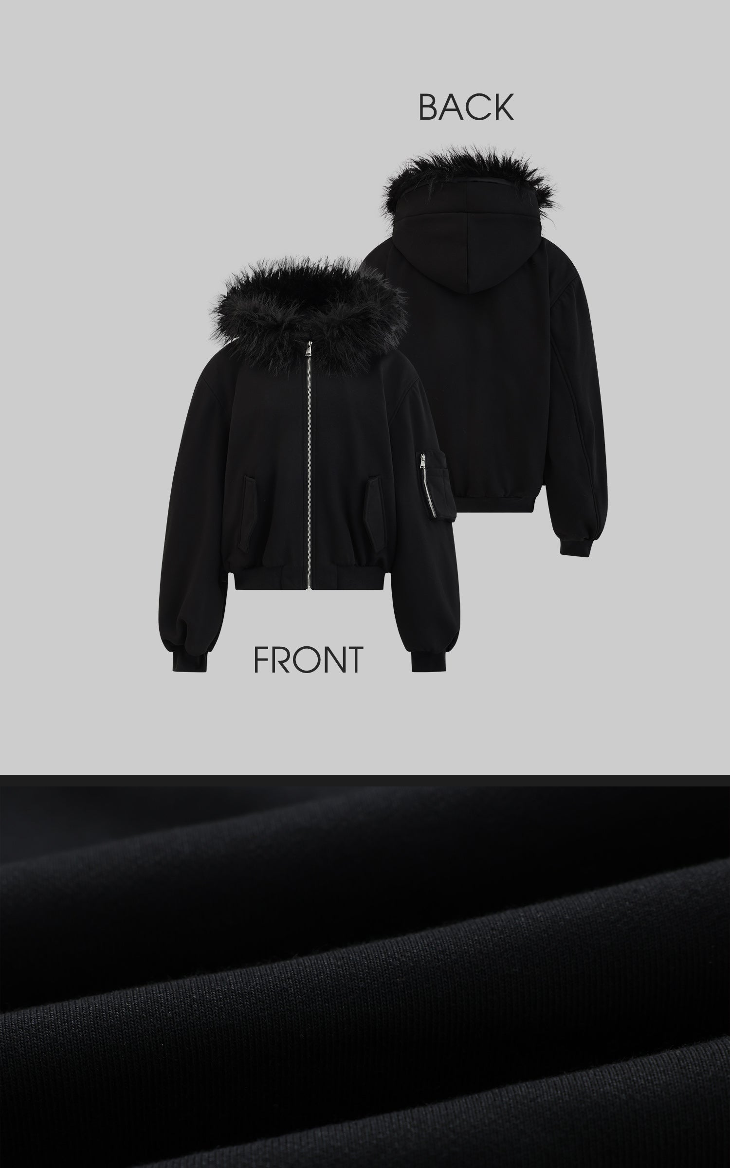 WARDEN EDGE Oversized Hoodie Jacket with Faux Fur Trim