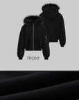 WARDEN EDGE Oversized Hoodie Jacket with Faux Fur Trim