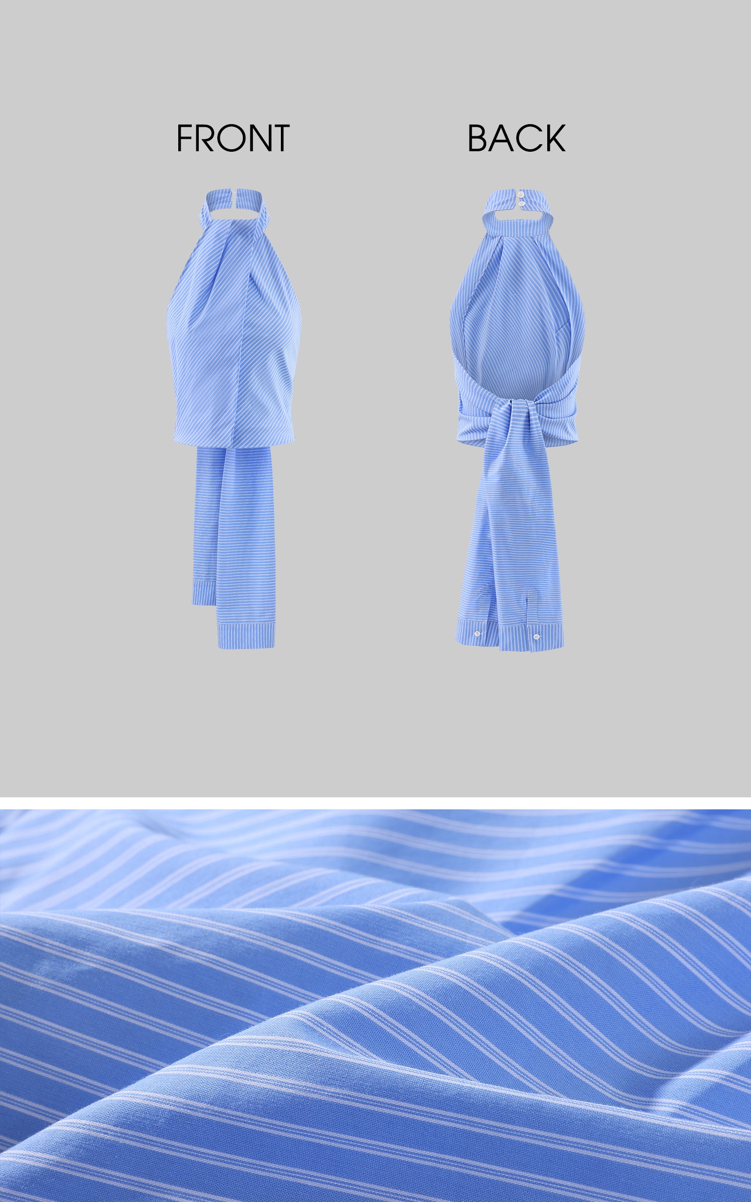 0122stepll Striped Halter Draped Top Vest