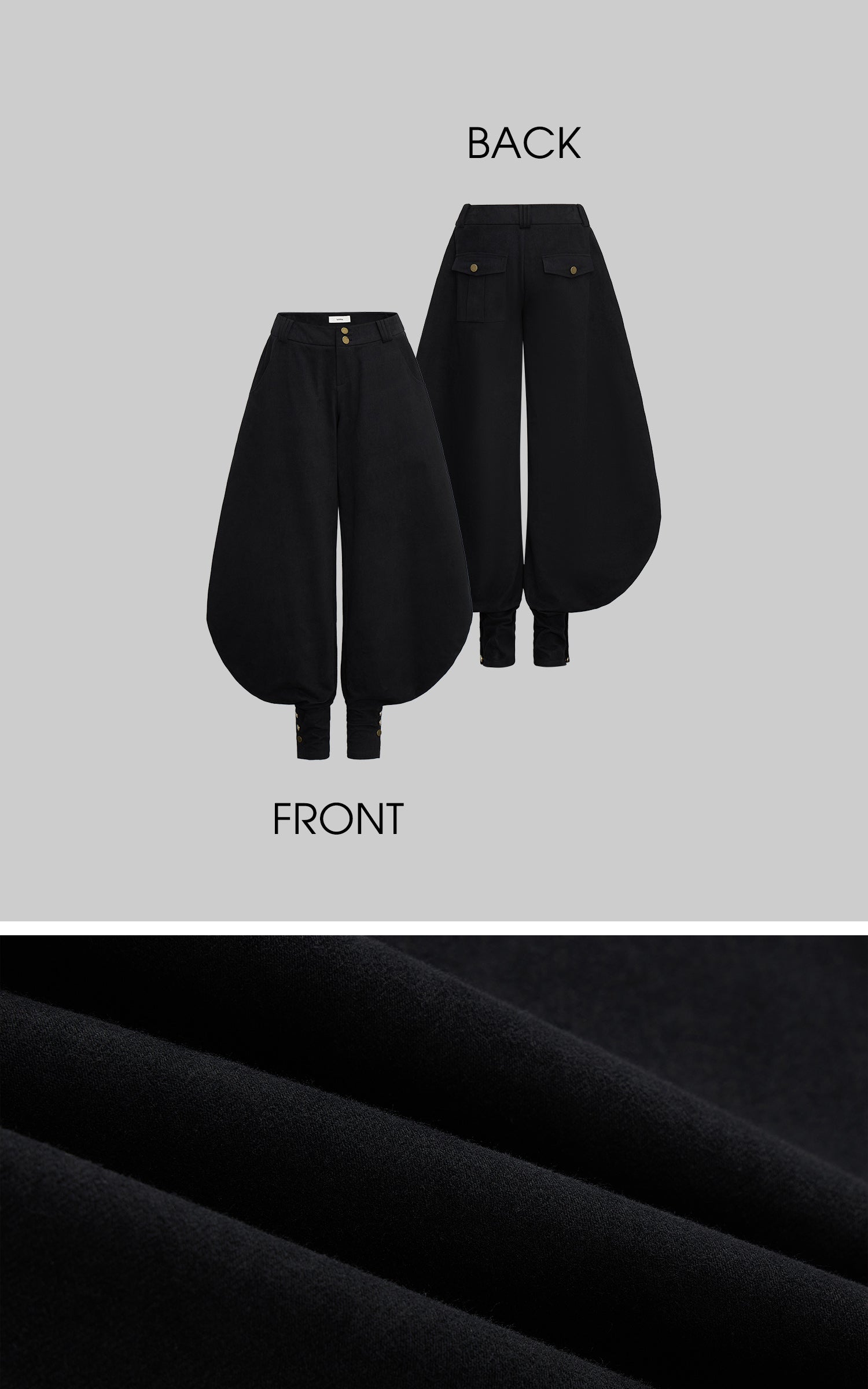 IAMXIAA Wide Balloon Pants with Button Detail High Waist Streetwear Style