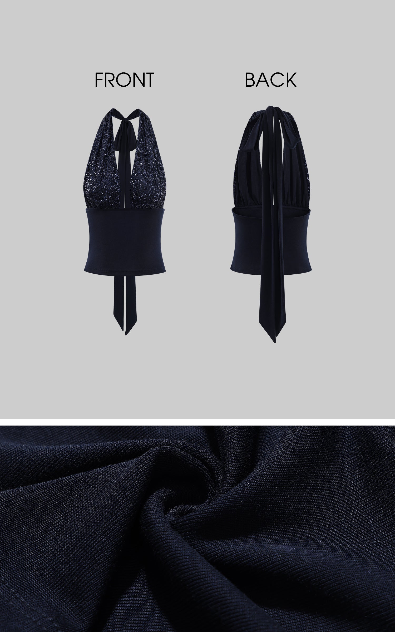 ROVENTE スパンコールハルターフィットタンクトップ