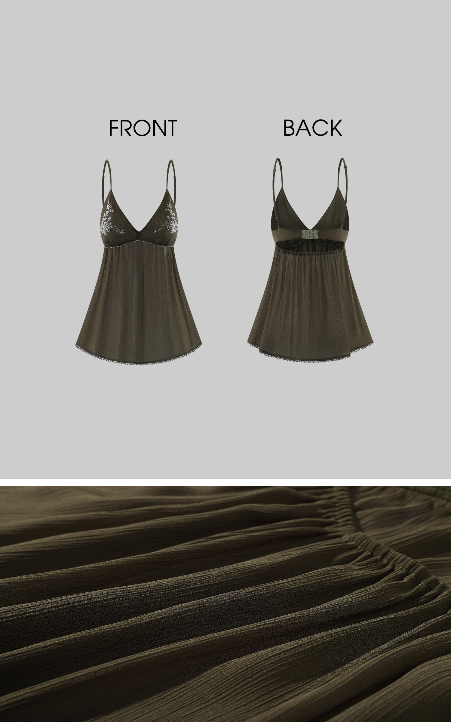 Hydrae Embroidered Sheer Babydoll Cami Top