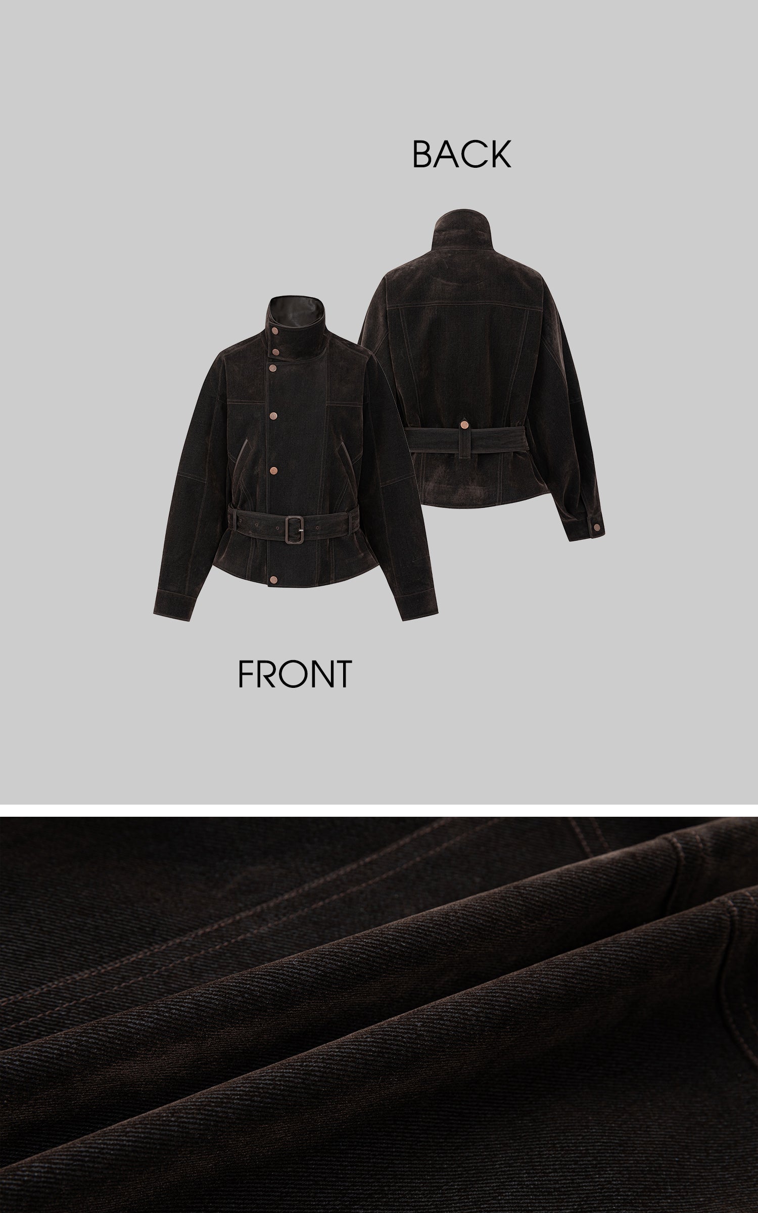 IAMXIAA Flocked Denim Belted Jacket