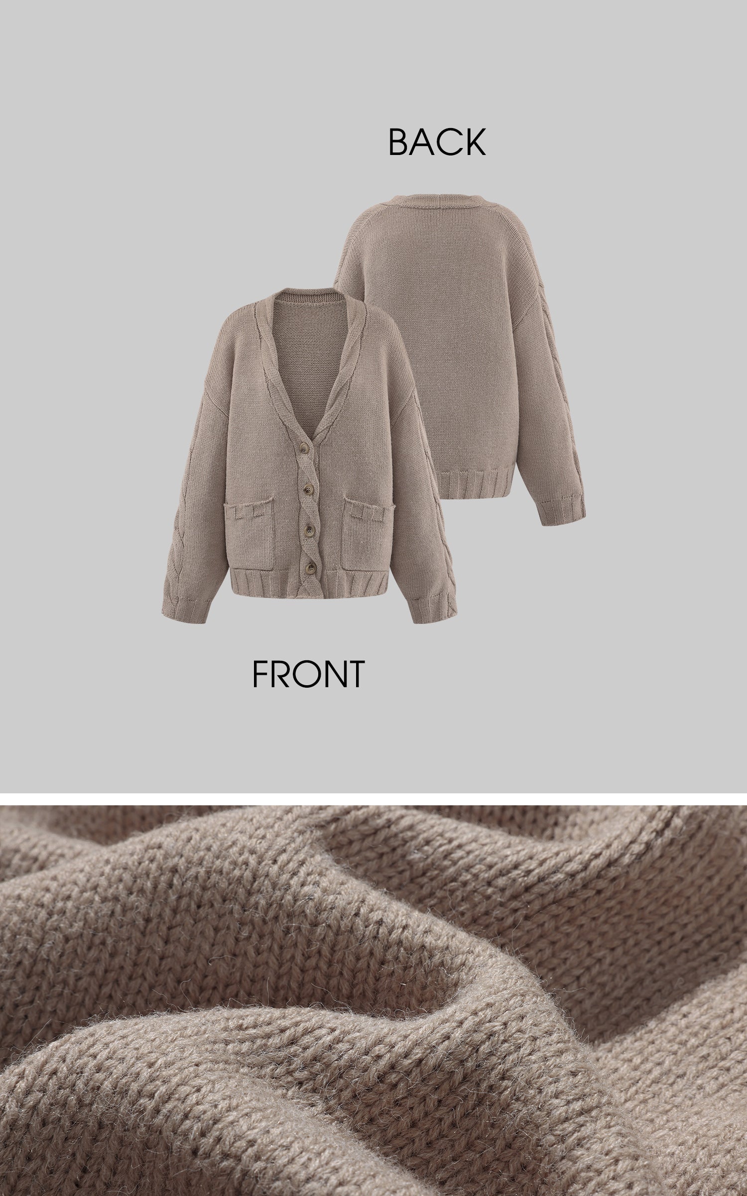 ROVENTE Nordic Jacquard Knit Cardigan Shorts and Scarf Set