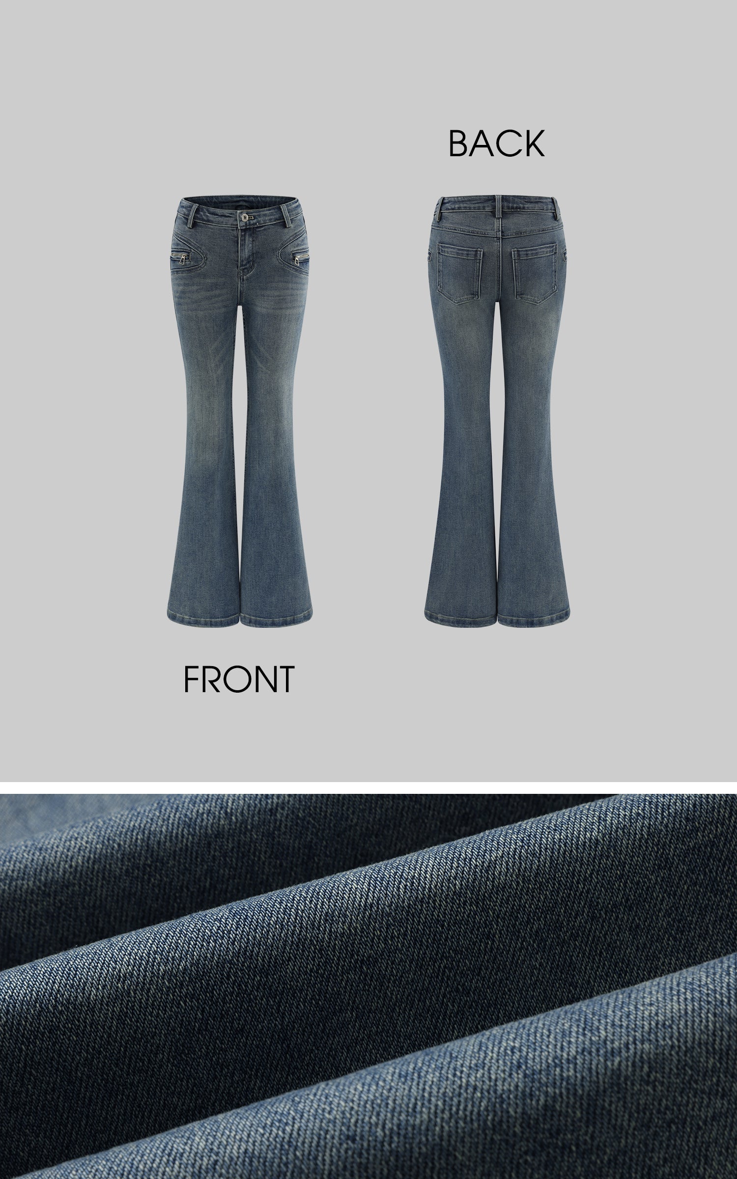 WARDEN EDGE ヴィンテージフレアデニムジーンズ ローライズブーツカットパンツ ジッパー付き