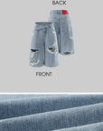 Rase le sol Low-Rise Asymmetric Waist Distressed Denim Pants