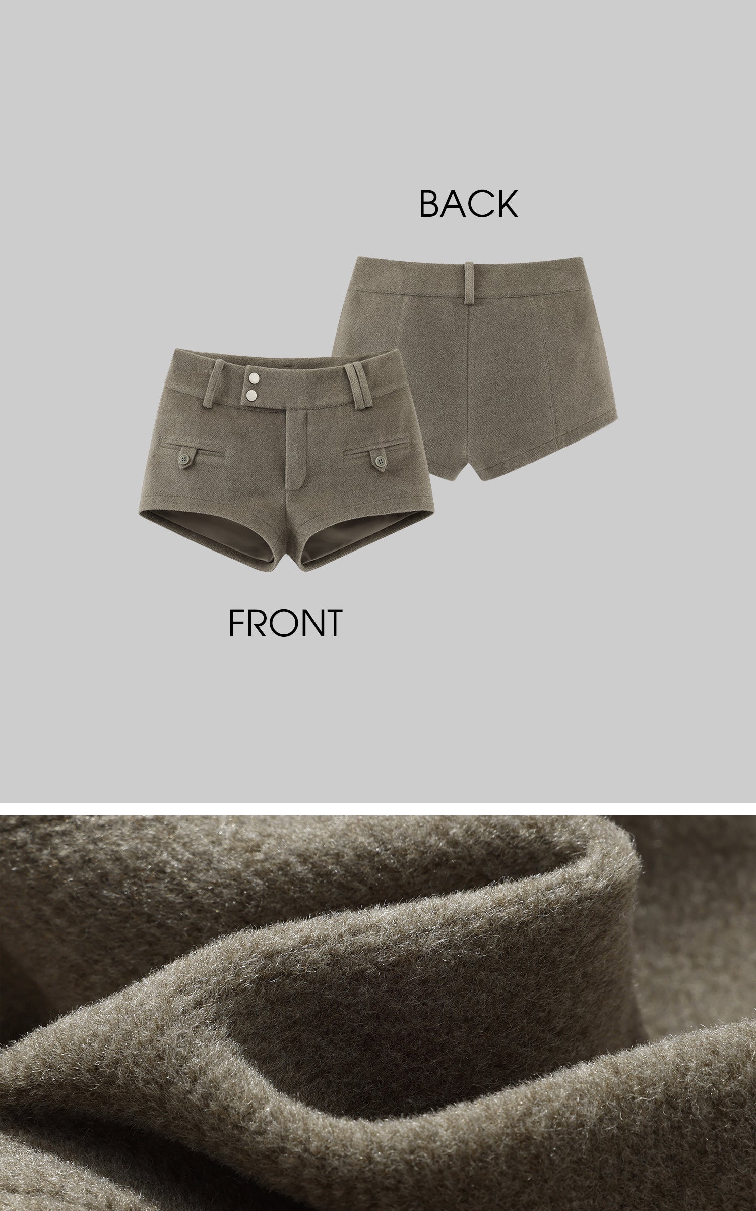 WARDEN EDGE Wool-like Structured High Waist Shorts