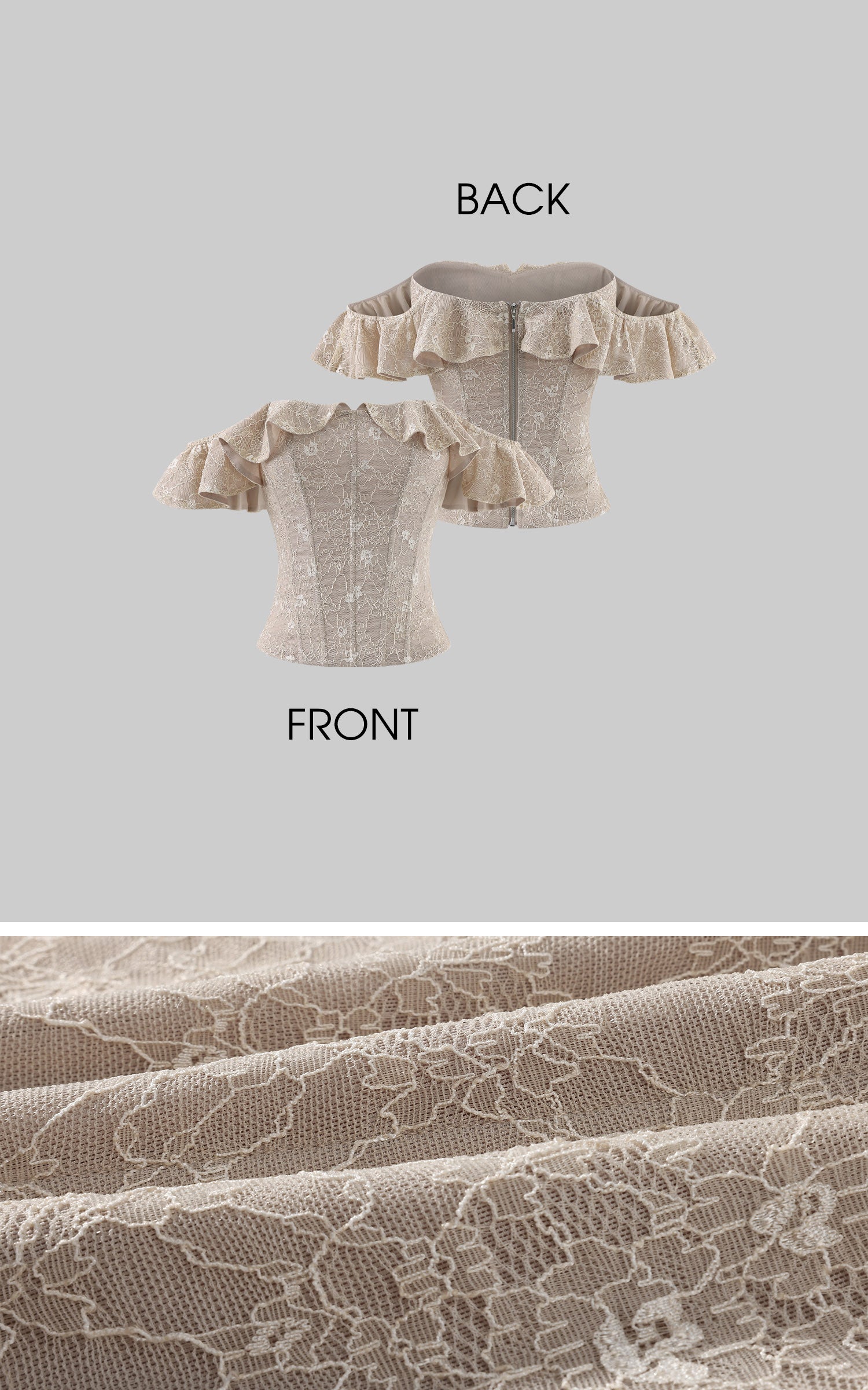 Hydrae Off-Shoulder Floral Lace Corset Ruffle Trim Sculpted Waist Top