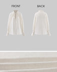 Hydrae Embellished Ruffle-Neck Tie-Front Blouson-Sleeve Top