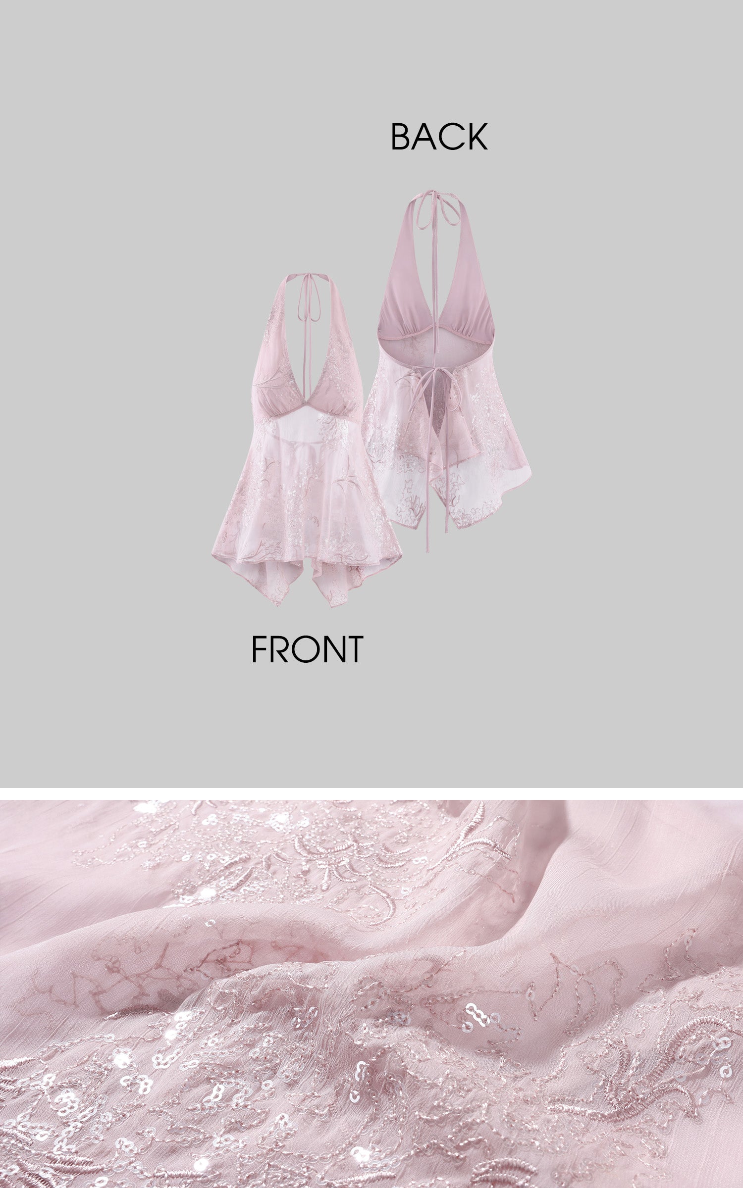 Hydrae Sheer Embroidered Halter Top