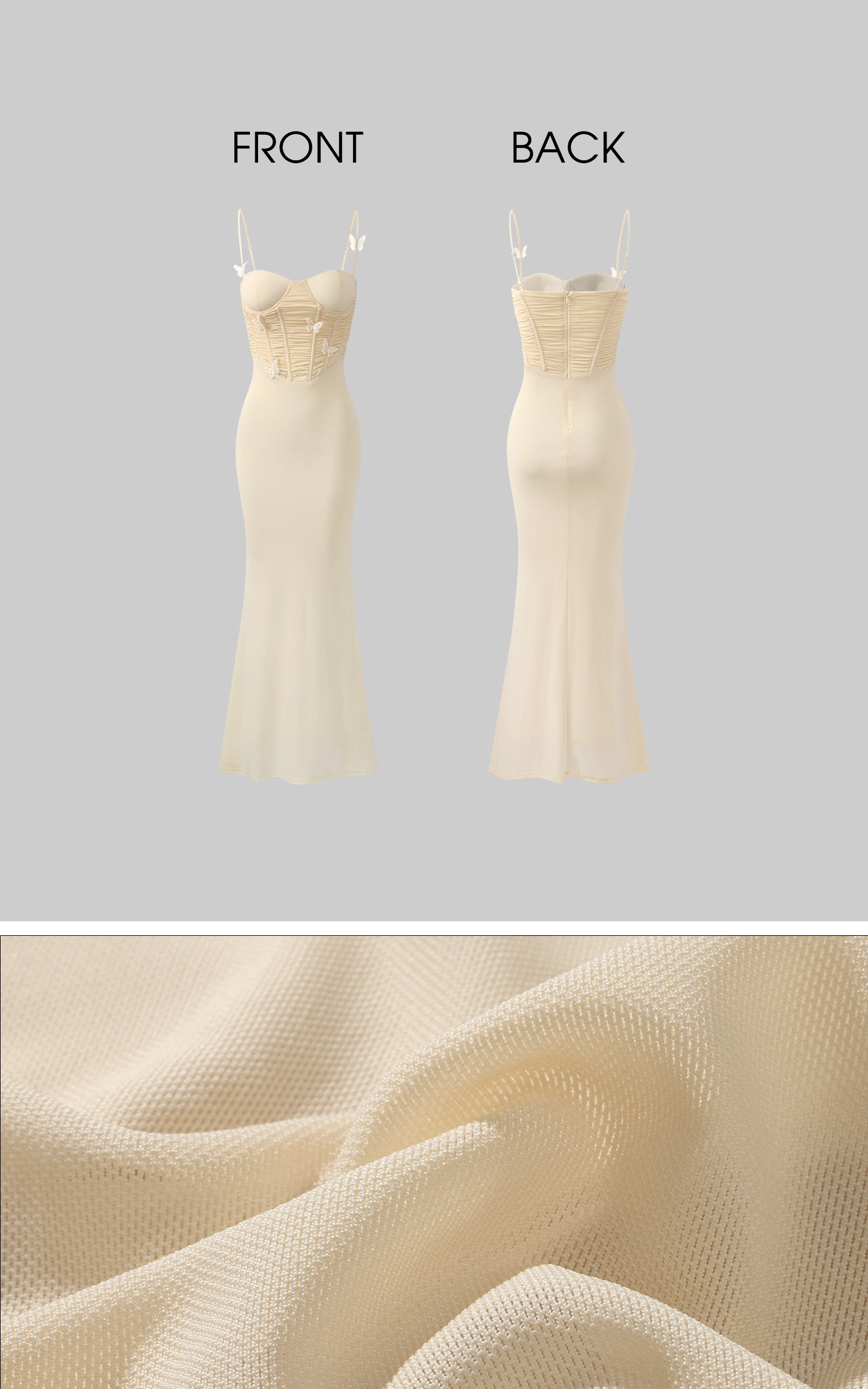 DreamyNerd Butterfly Appliqué Mesh Corset Maxi Dress - PINKPARKS