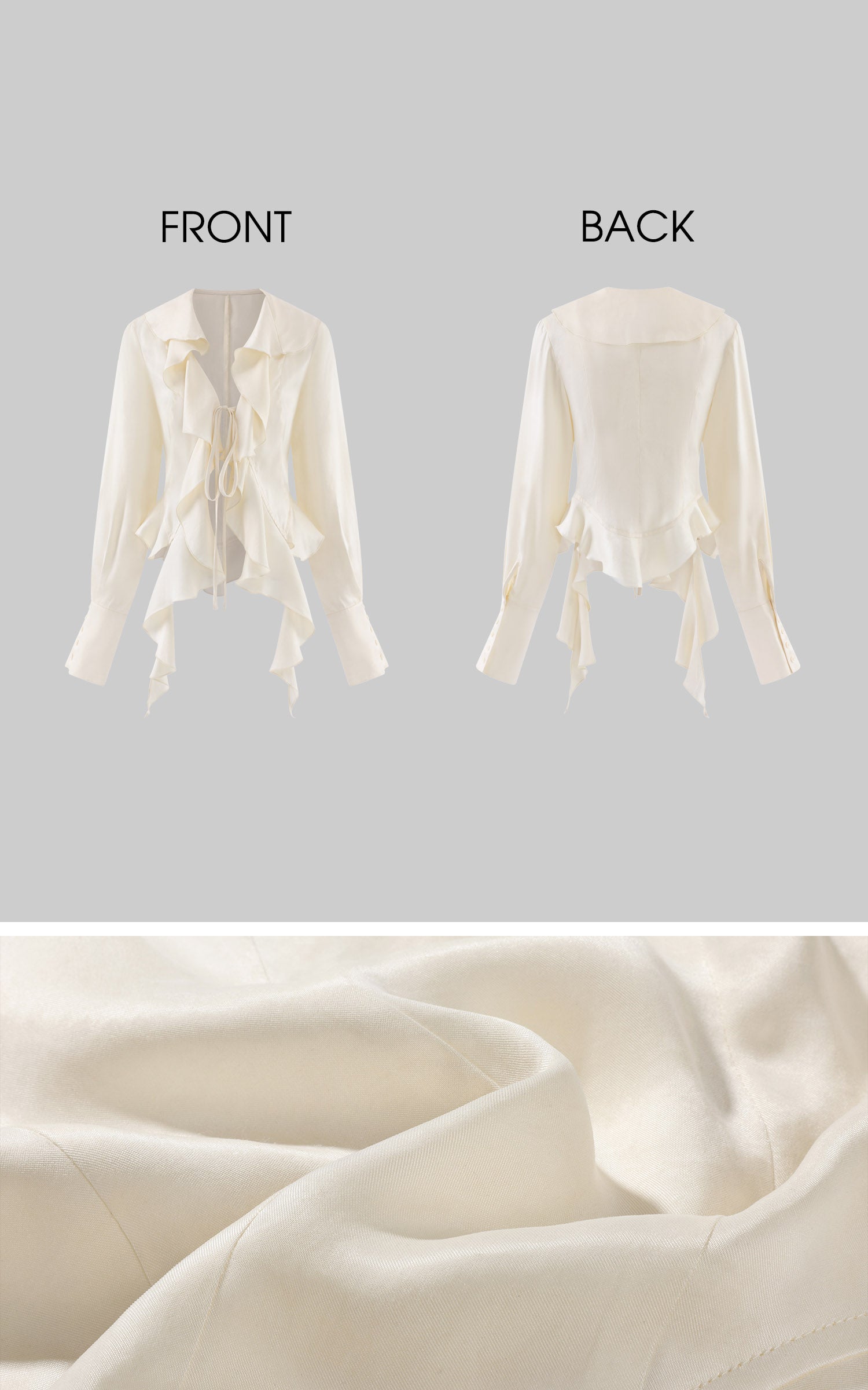 Rase le sol Ivory Ruffled Tie-Front Asymmetric Blouse