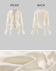 Rase le sol Ivory Ruffled Tie-Front Asymmetric Blouse