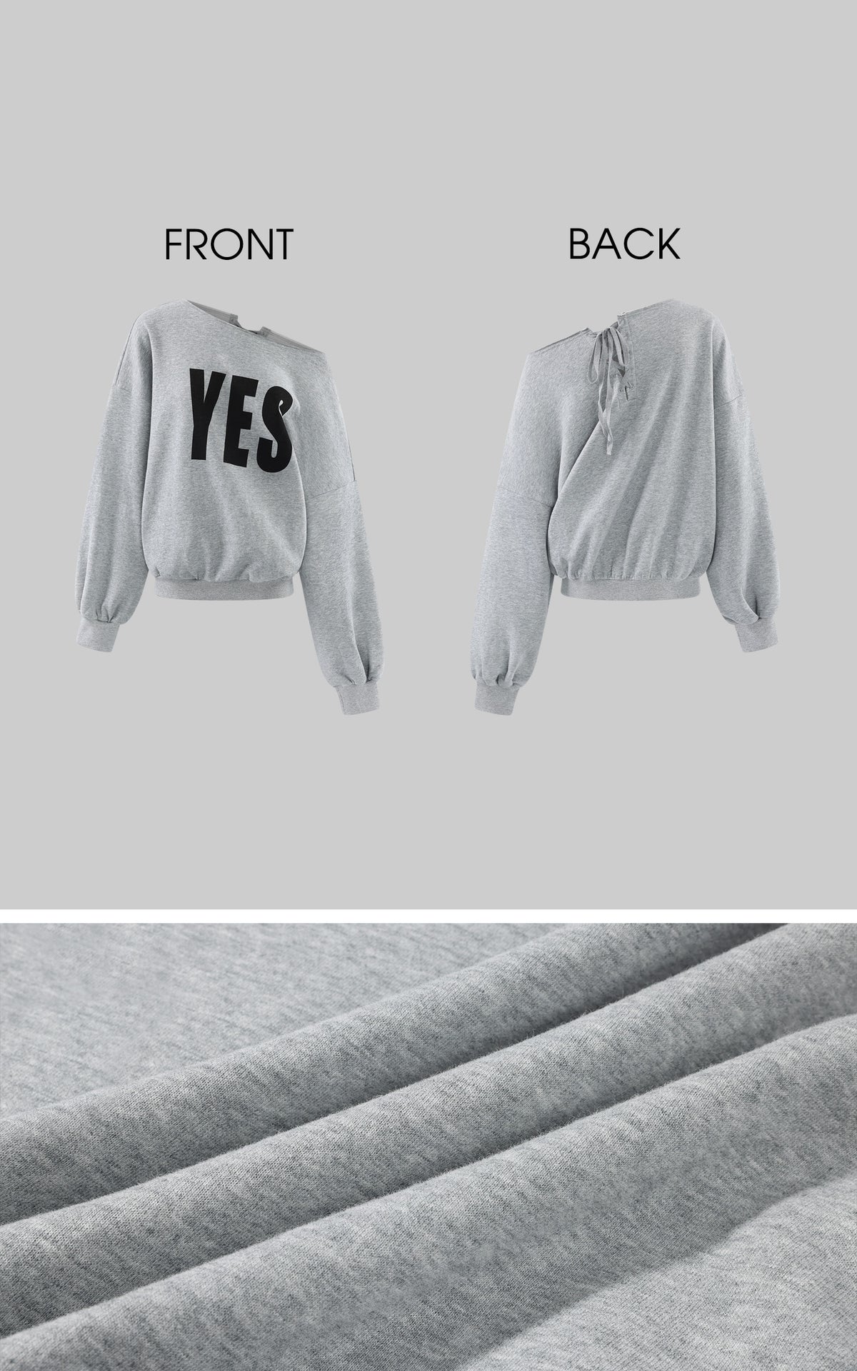 WARDEN EDGE YES Graphic Lace-Up Off-Shoulder Sweatshirt