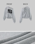 WARDEN EDGE YES Graphic Lace-Up Off-Shoulder Sweatshirt