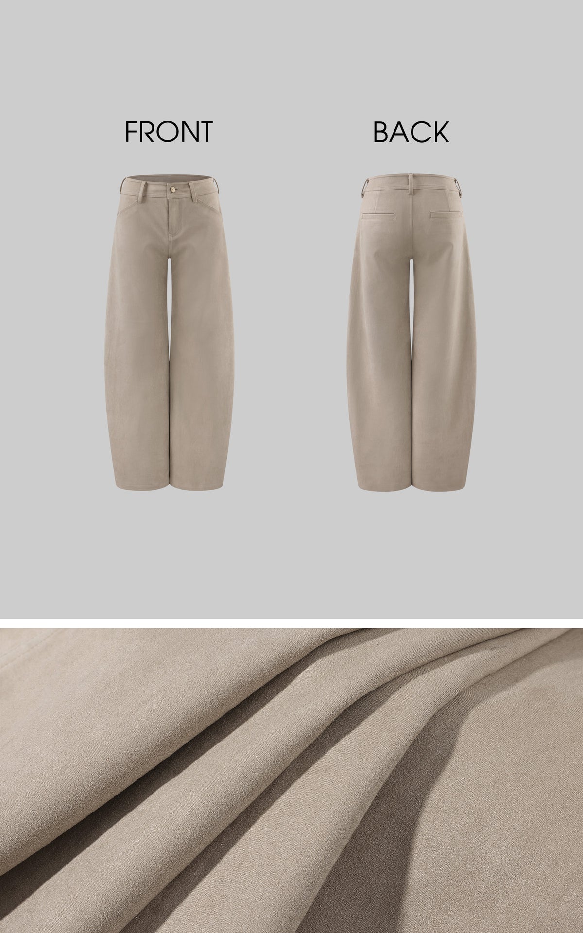 ROVENTE Low-Rise Suede-Look Wide-Leg Pants with Angled Front Pockets