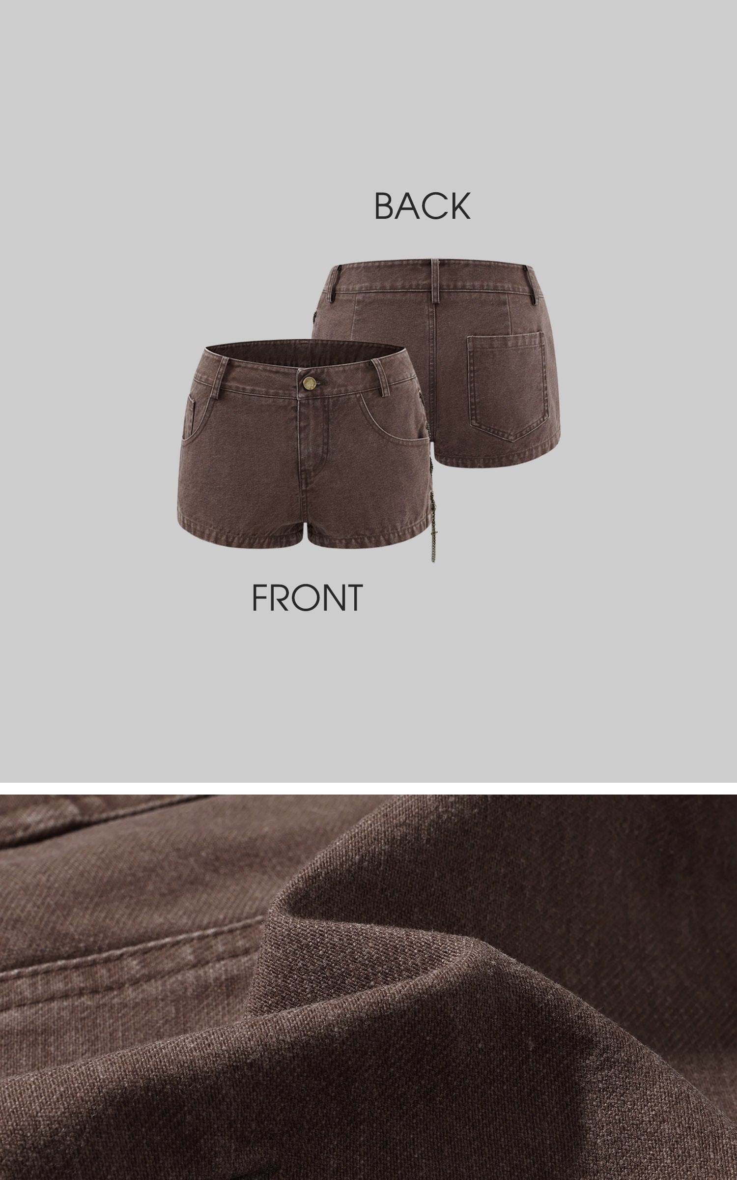 Rase le sol Distressed Chain Waist Utility Harness Layered Low-Rise Shorts Set