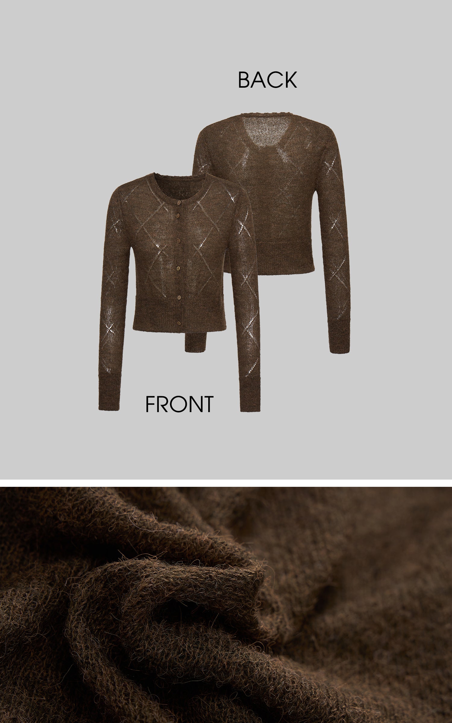 IAMXIAA Sheer Knit Button Up Cardigan