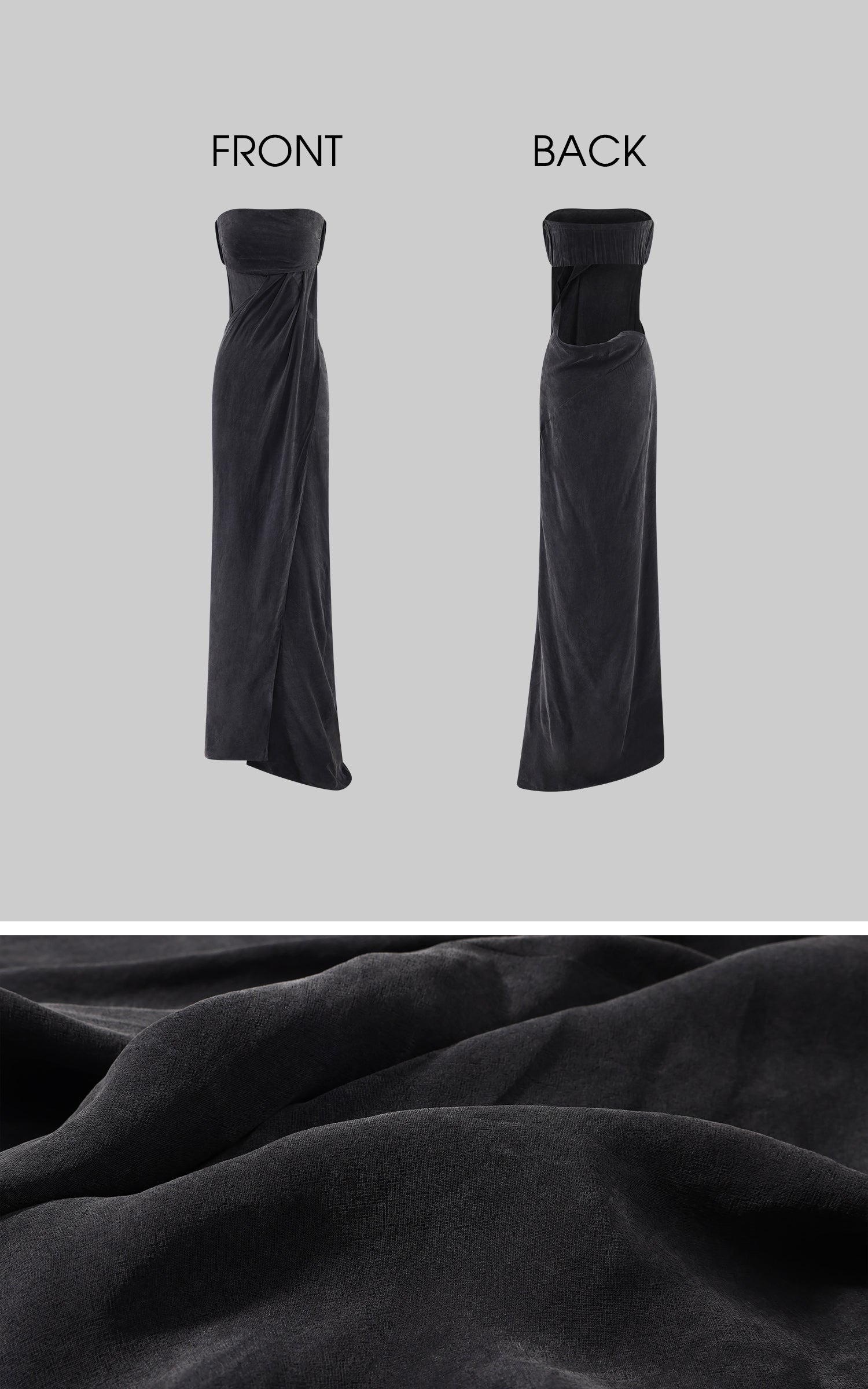 0122stepll Strapless Draped Cut-Out Maxi Dress