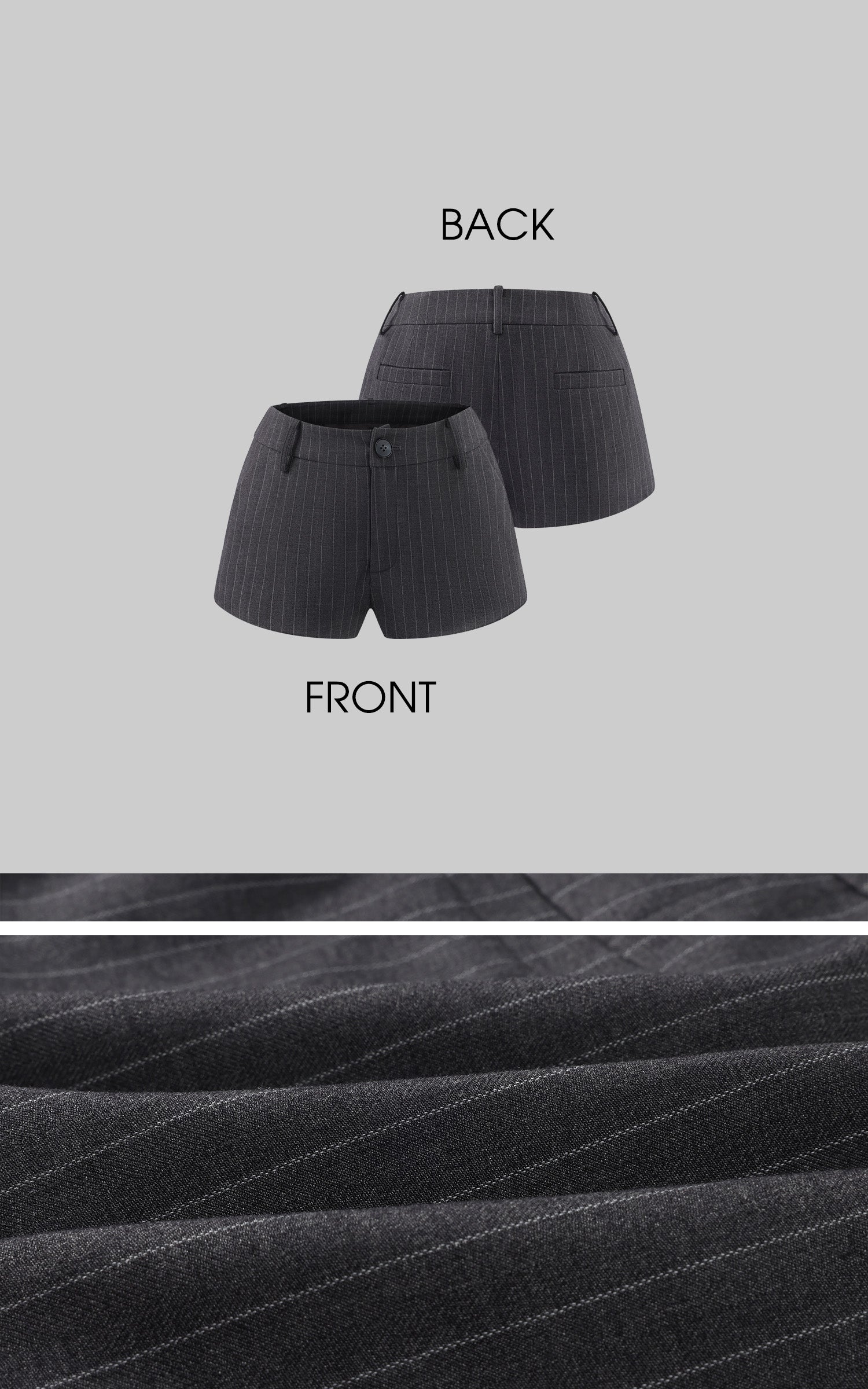 WARDEN EDGE Pinstripe Tailored Mini Shorts