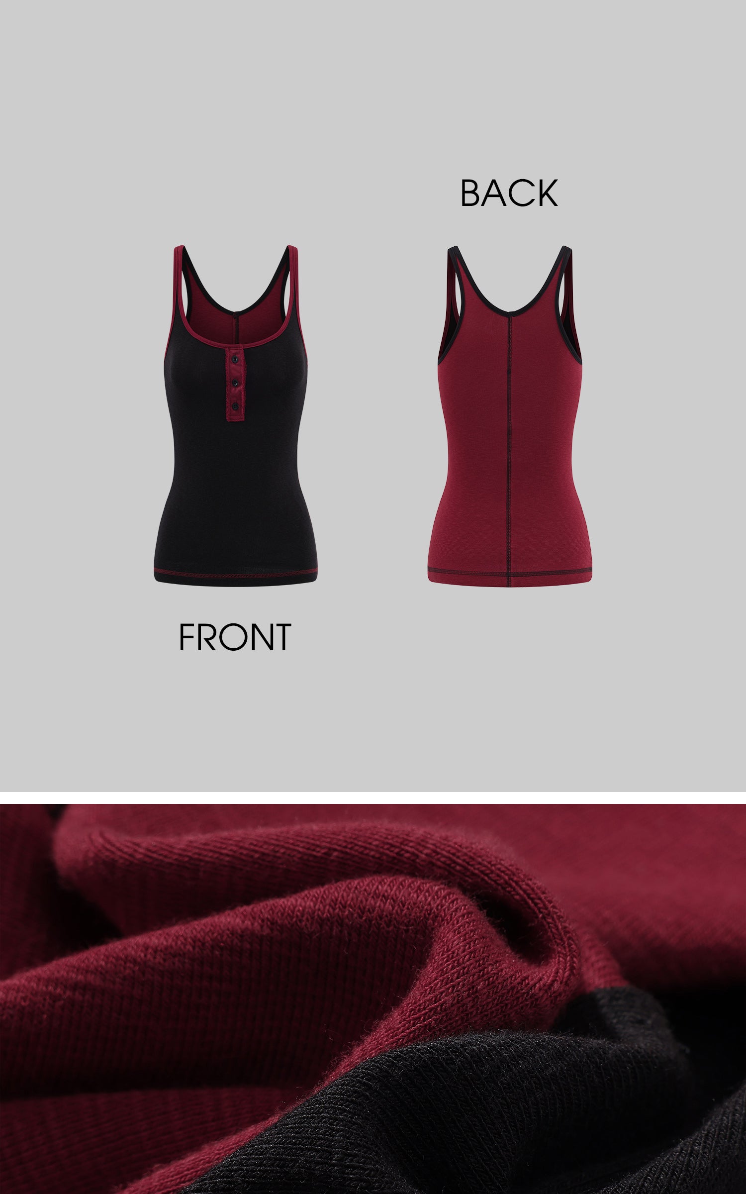 Low pixel Contrast Trim Buttoned Fitted Tank Top