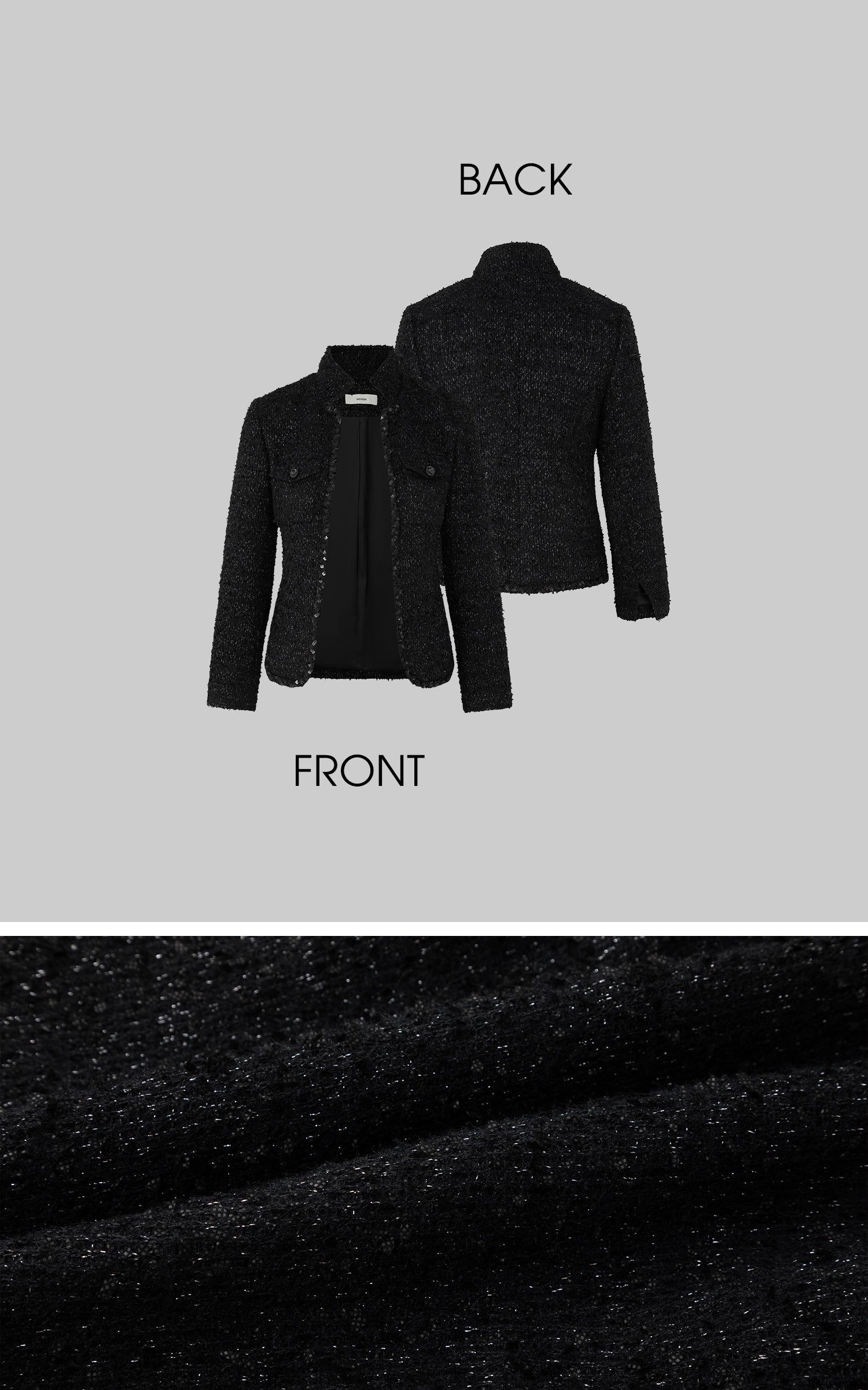 IAMXIAA Cropped Tweed Jacket with Shimmer Finish