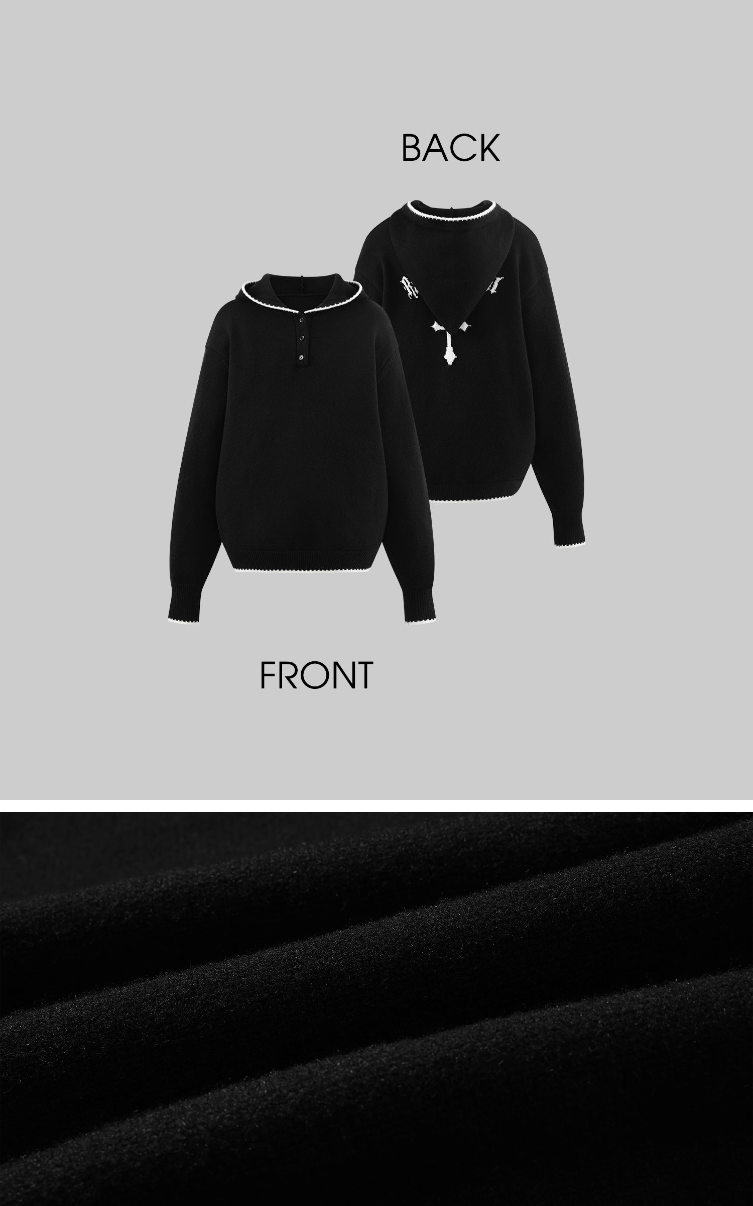 Rase le sol Monastic Knitwear Set with Hoodie Pullover and Shorts