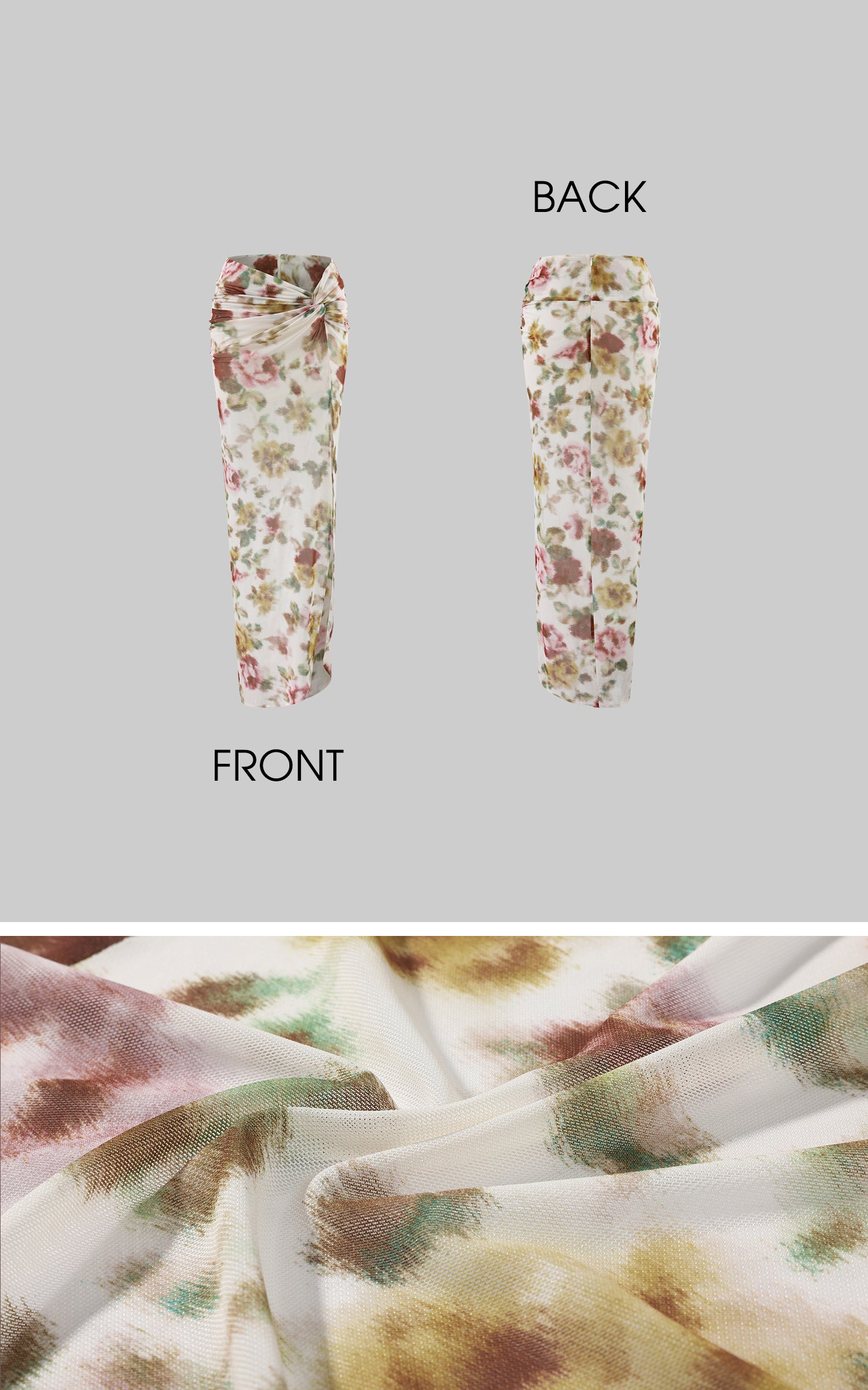 0122stepll Floral Twist Mesh Maxi Skirt