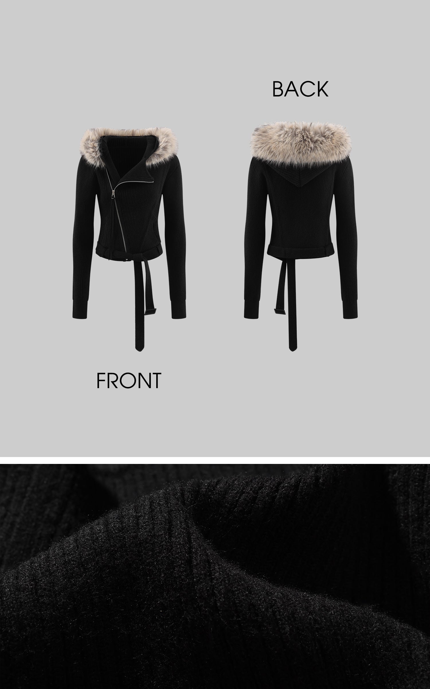 WARDEN EDGE Asymmetric Zip Fur-Trim Knit Jacket