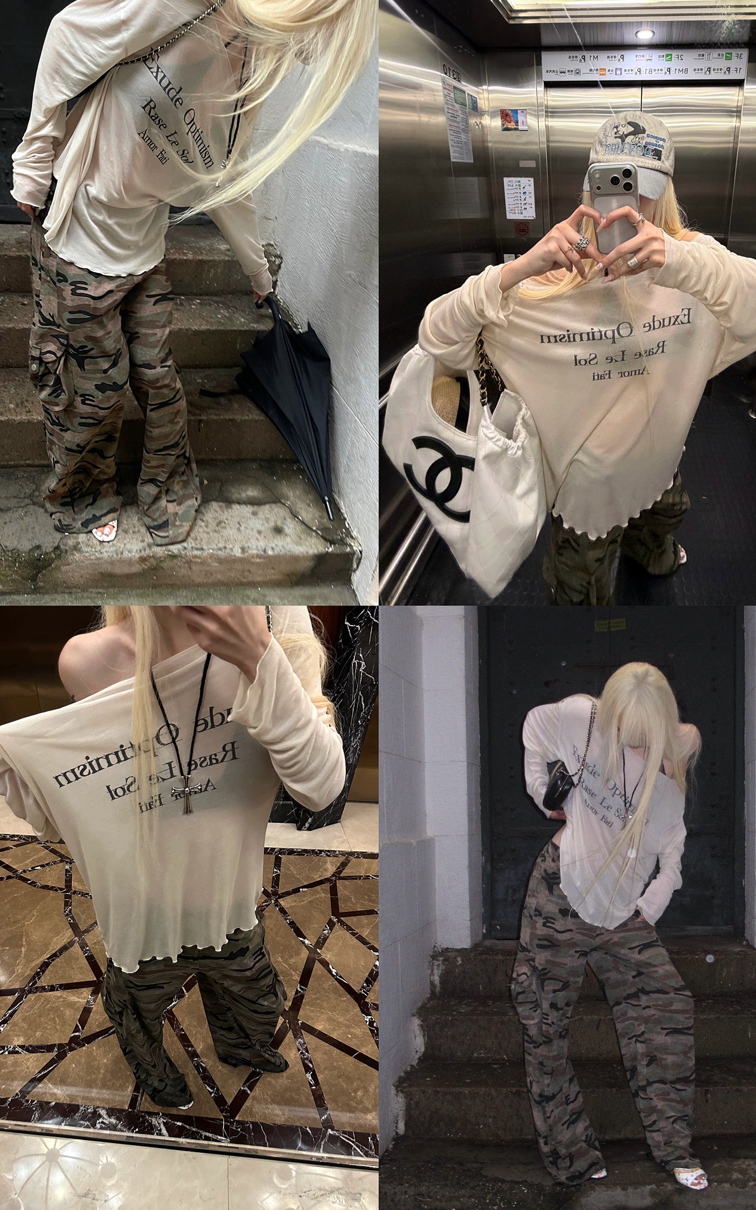 Rase le sol Exude Optimism Sheer Wide-Neck Long Sleeve Top