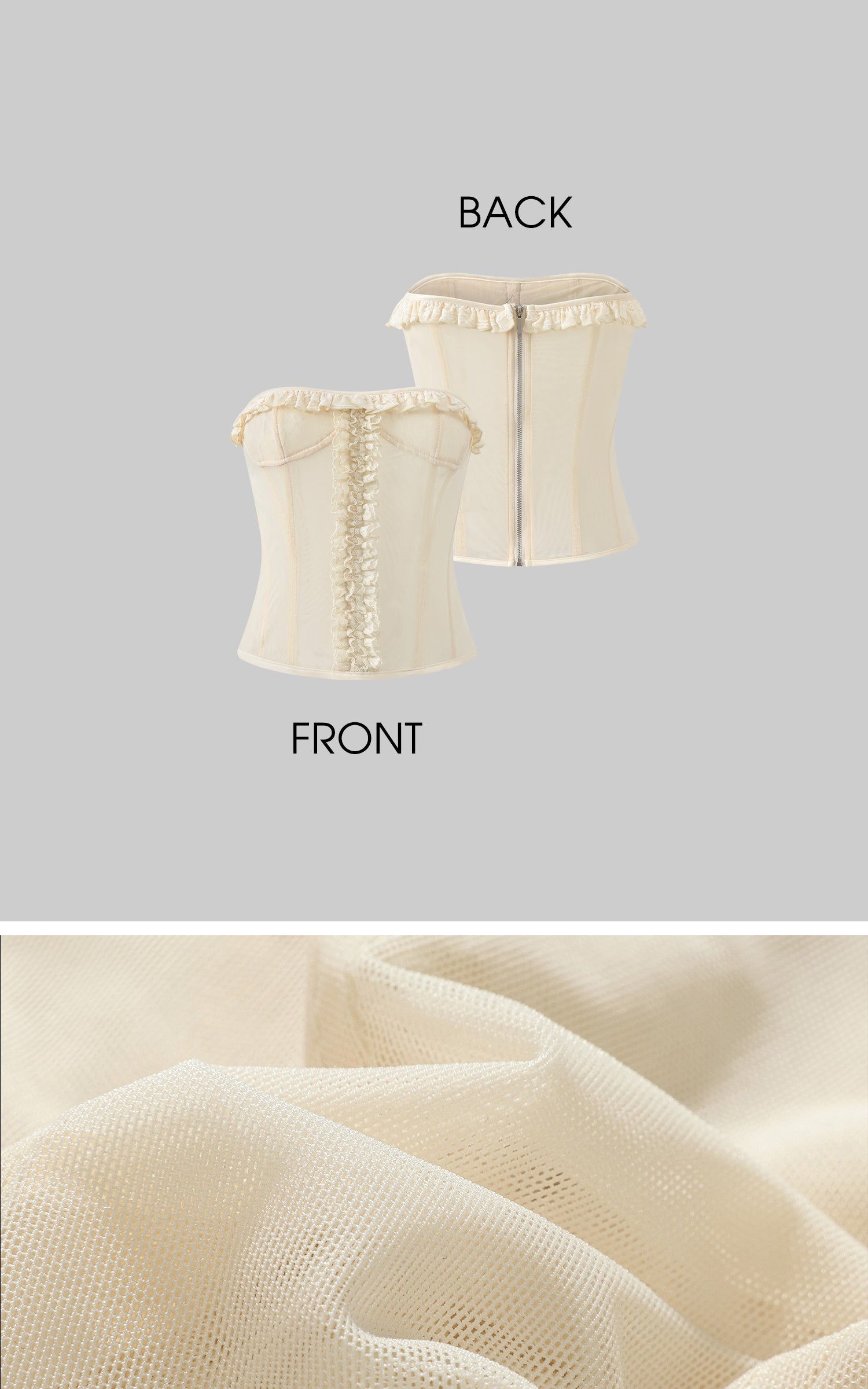 Rase le sol Sheer Mesh Corset Top with Ruffle Lace Trim - PINKPARKS