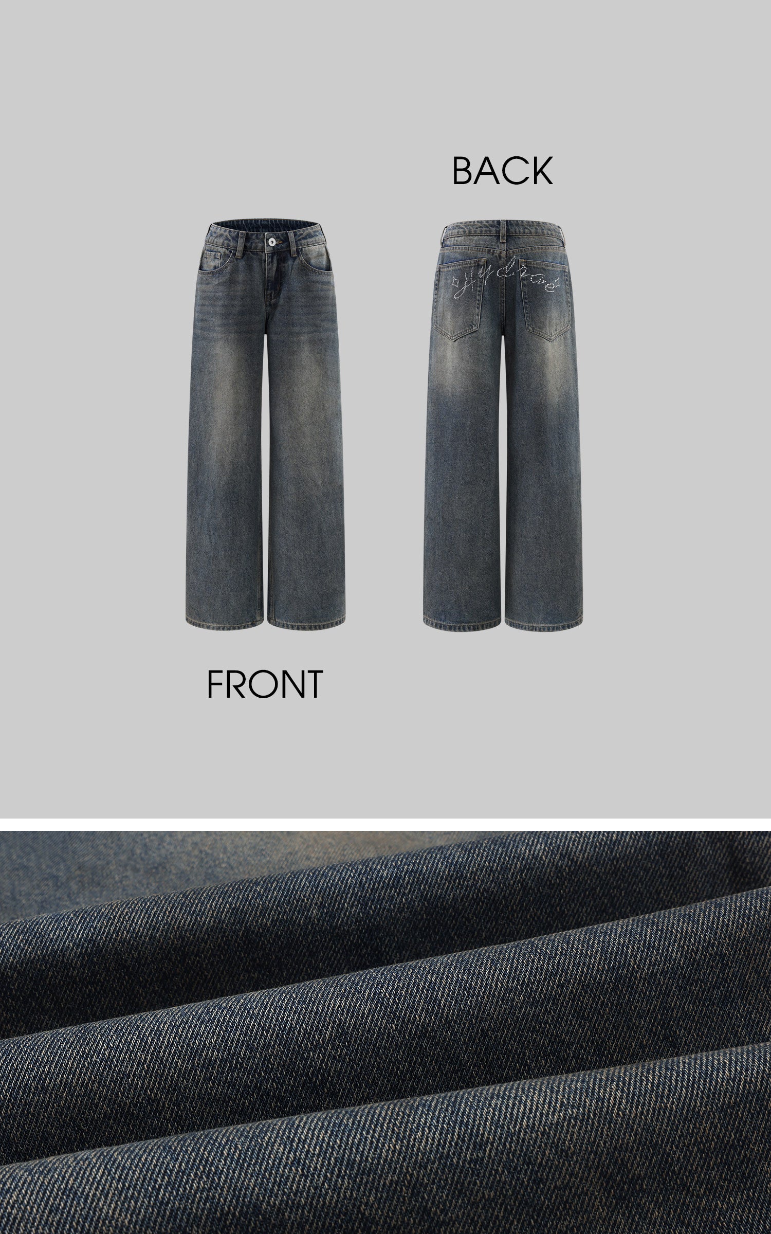 Hydrae Vintage Wash Wide-Leg Denim Pants