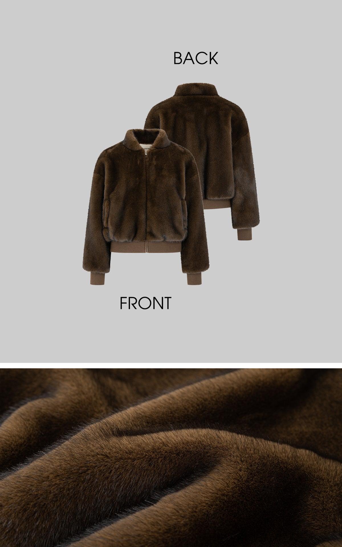 IAMXIAA Chocolate Brown Fur-Effect Cropped Bomber Jacket