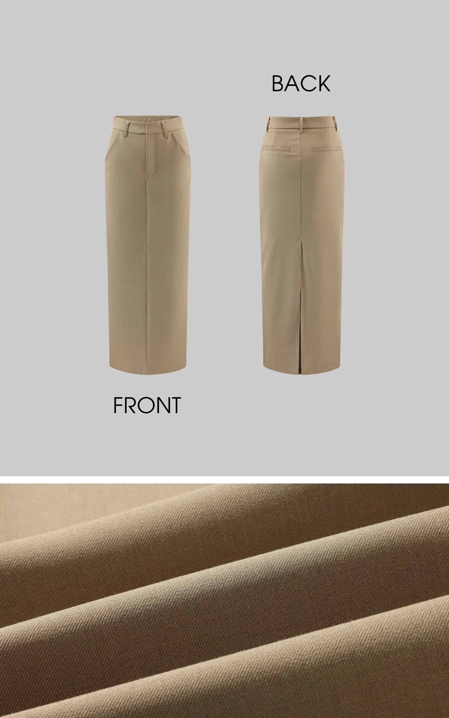ROVENTE High Waist Maxi Skirt with Tailored Fit and Back Slit