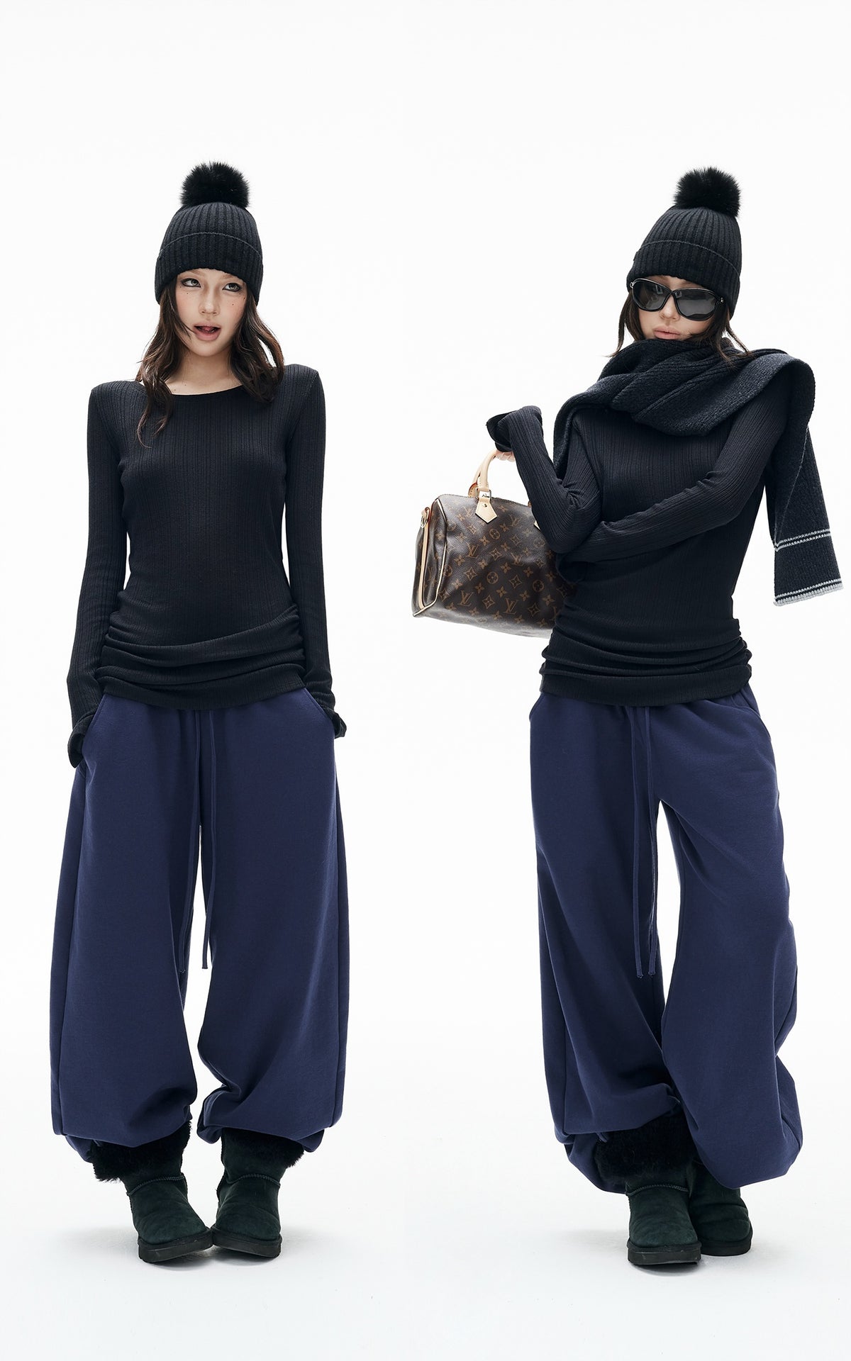 IAMXIAA Ruched Ribbed Longline Slim-Fit Knit Top