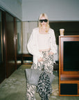 0122stepll Zebra Print Low-Rise Wide-Leg Denim Pants